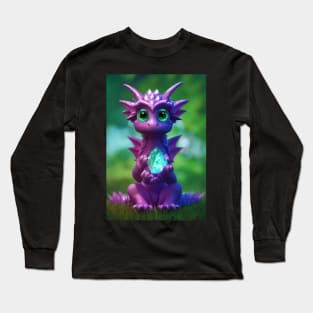 Purple Dragon with Crystal Long Sleeve T-Shirt